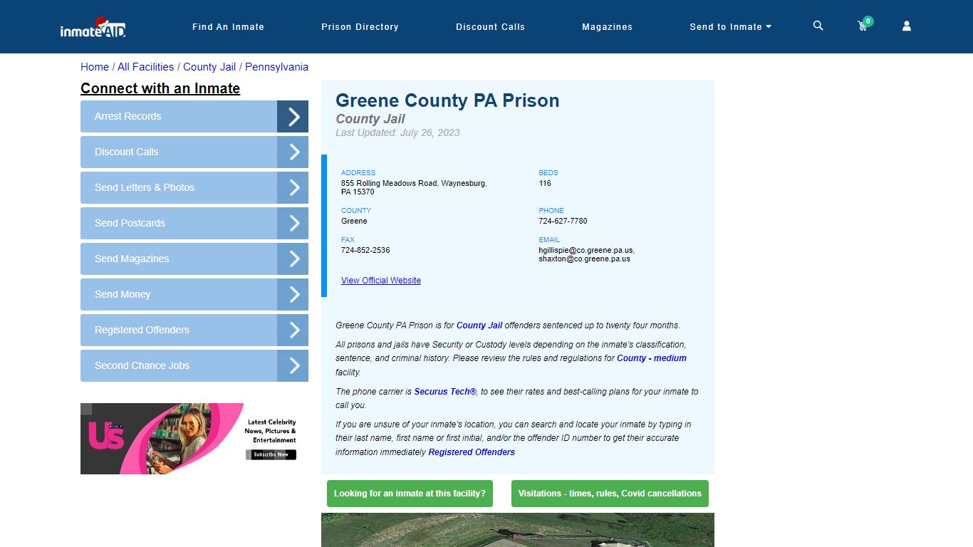 Greene County PA Prison - Inmate Locator - Waynesburg, PA